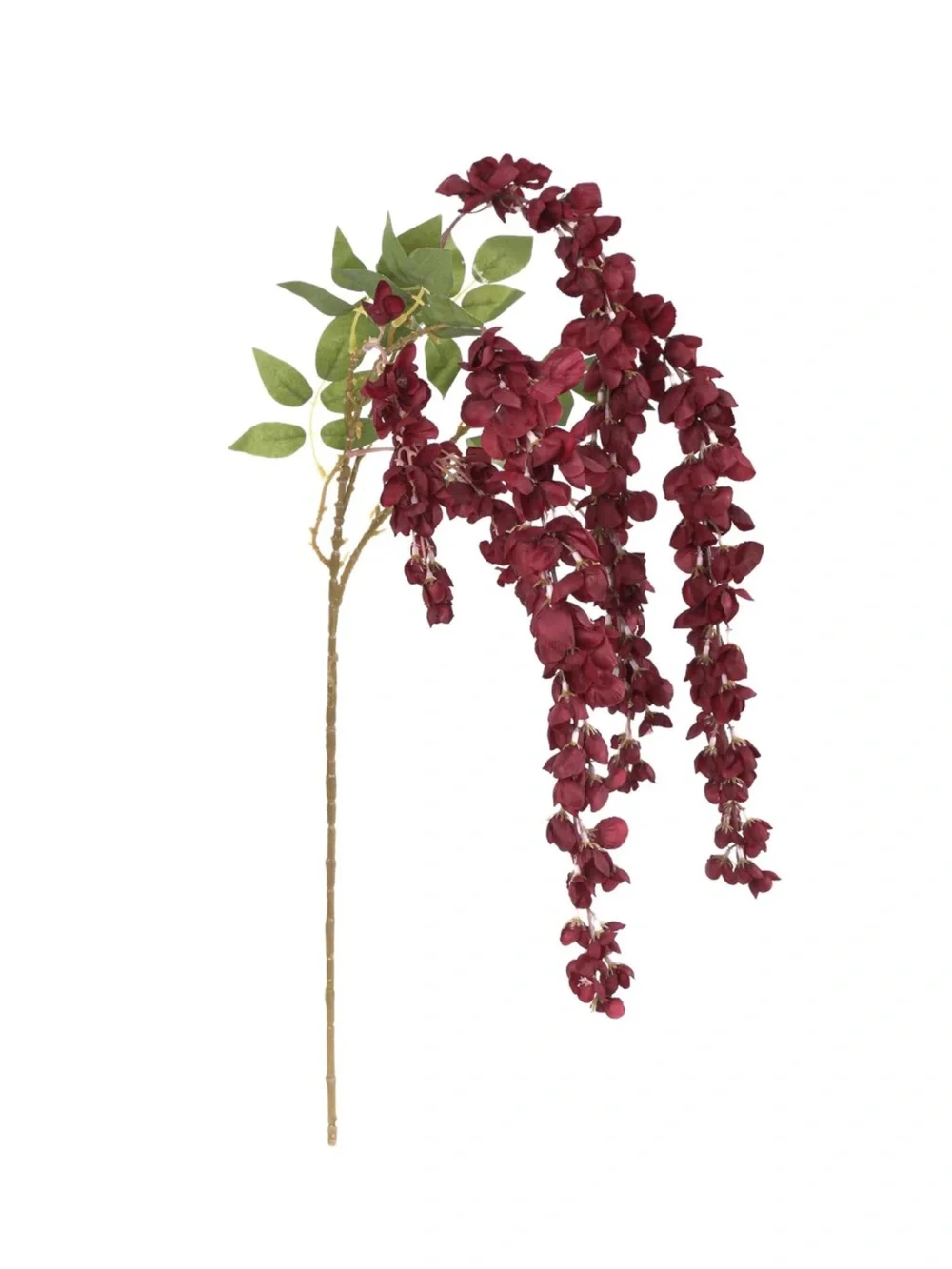Burgundy Hanging Wisteria Stem - Elegant Faux Floral Accent 43” (2pcs)